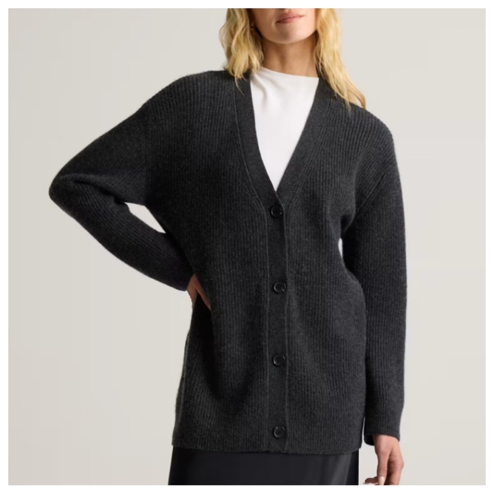QUINCE Cashmere Oversized Boyfriend Cardigan Sweater LARGE NWT - Picture 3 of 14